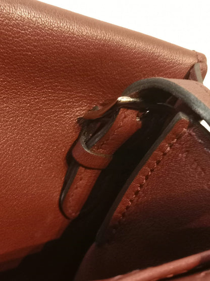 Hermes Halzan 22 Burgundy Clemence Stamp A 2017
