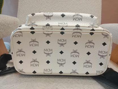 MCM Stark Side Studs Backpack Black and White