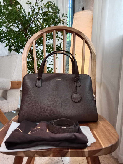 Gucci Lady Dollar Satchel 2-Way Bag Dark Brown