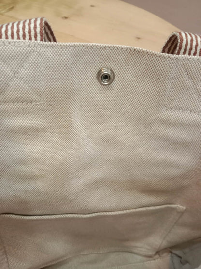 Hermes Toile Ferrou-Tout Cabas Tote Bag Beige