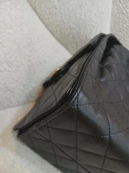 Chanel 25 Black Caviar Microchipped Fullset