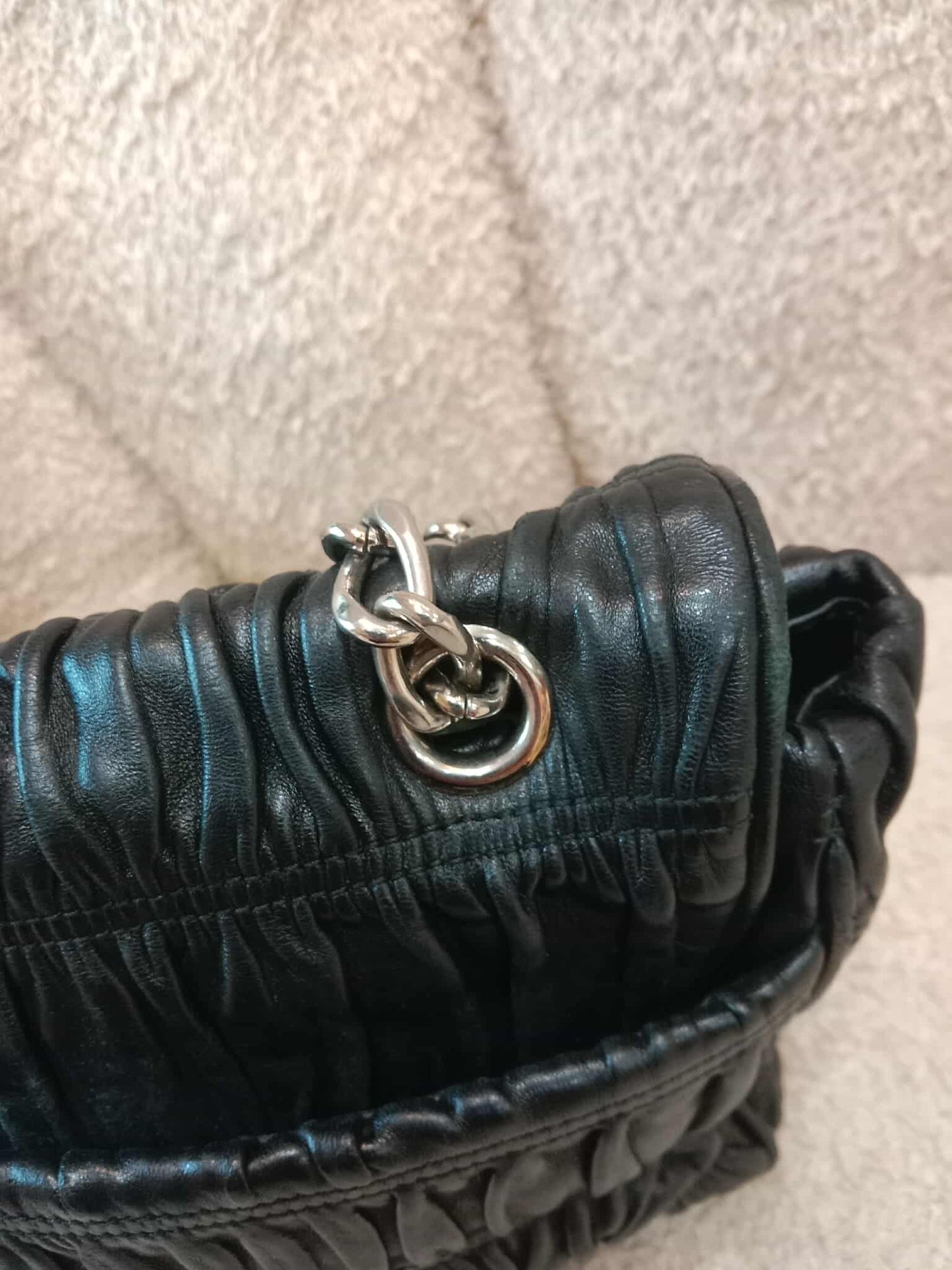 Prada Women's Leather Gaufre Black