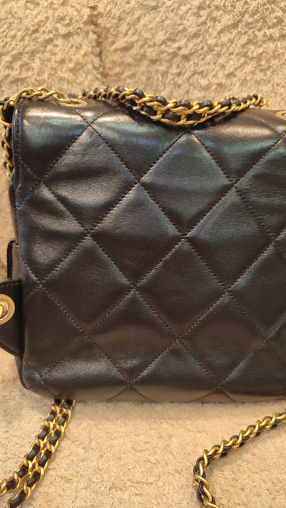 Chanel Square Flap Backpack Lambskin Microchipped