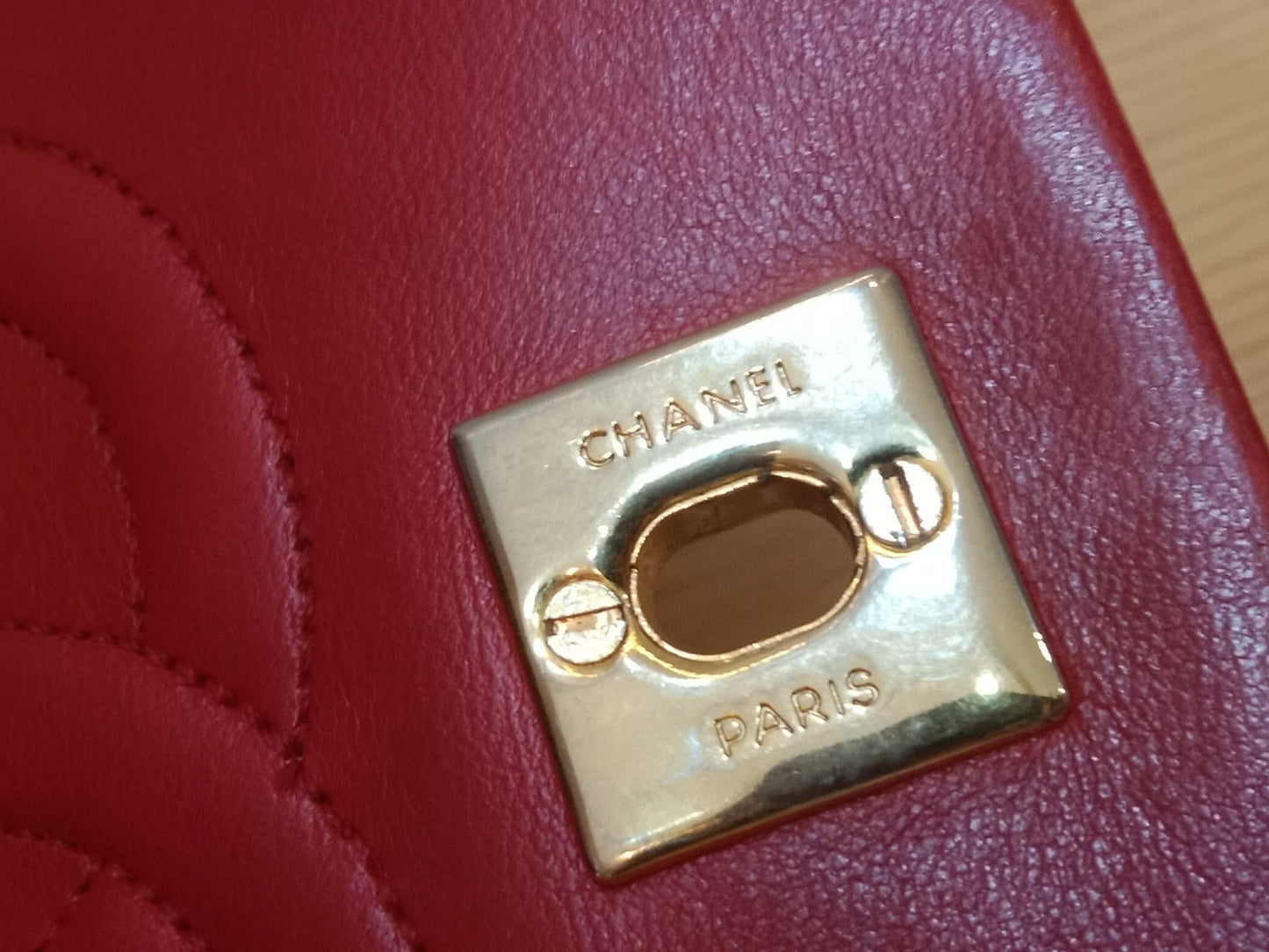 Chanel Red Matelasse Lambskin Chain Flap Shoulder Bag Series 1
