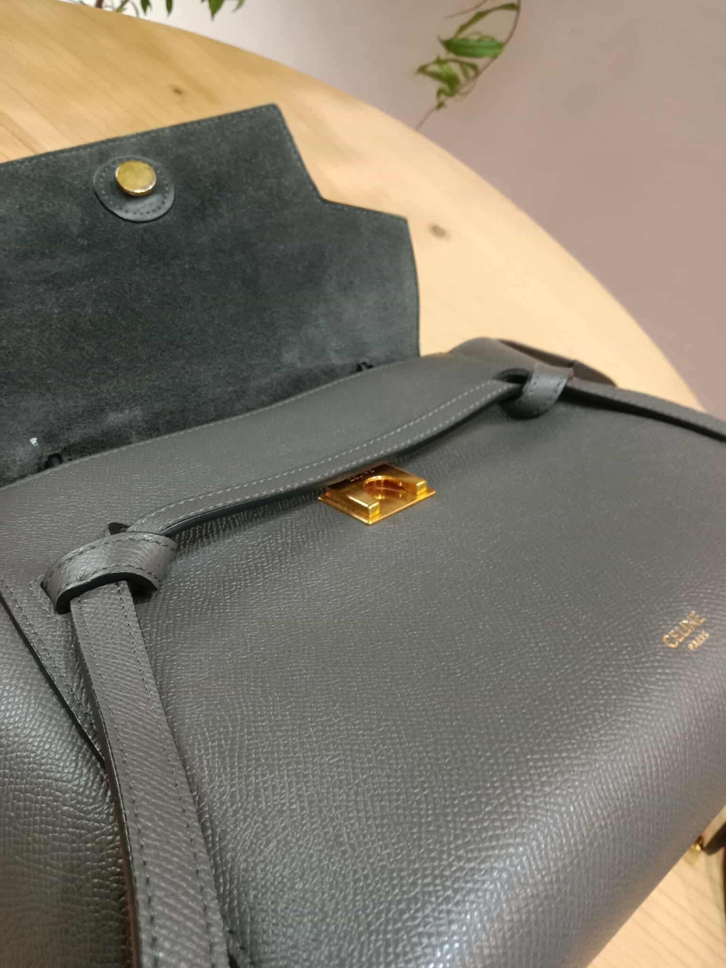 Celine Mini Belt Bag Grey in Grained Calfskin GHW