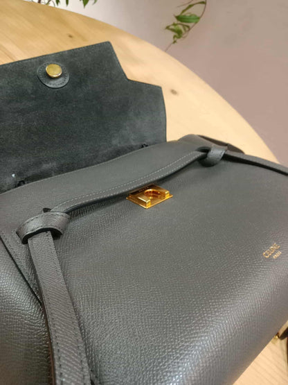 Celine Mini Belt Bag Grey in Grained Calfskin GHW