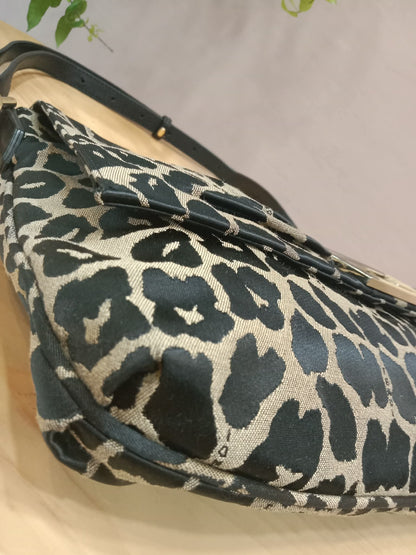 Fendi Mia Flap Bag Leopard Print Shoulder Bag