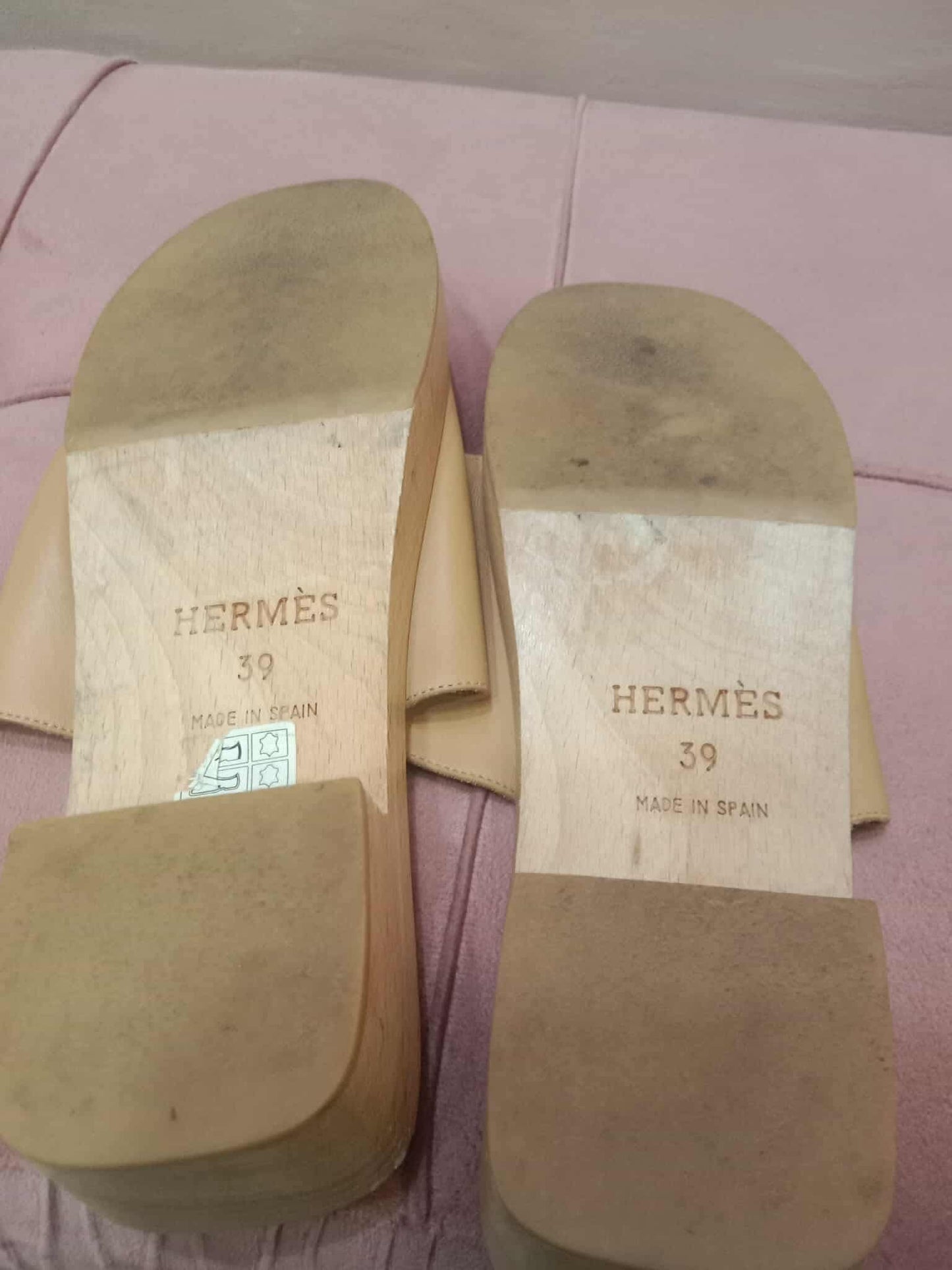 Hermes Kevlar Slides Sandal Beige Size 39