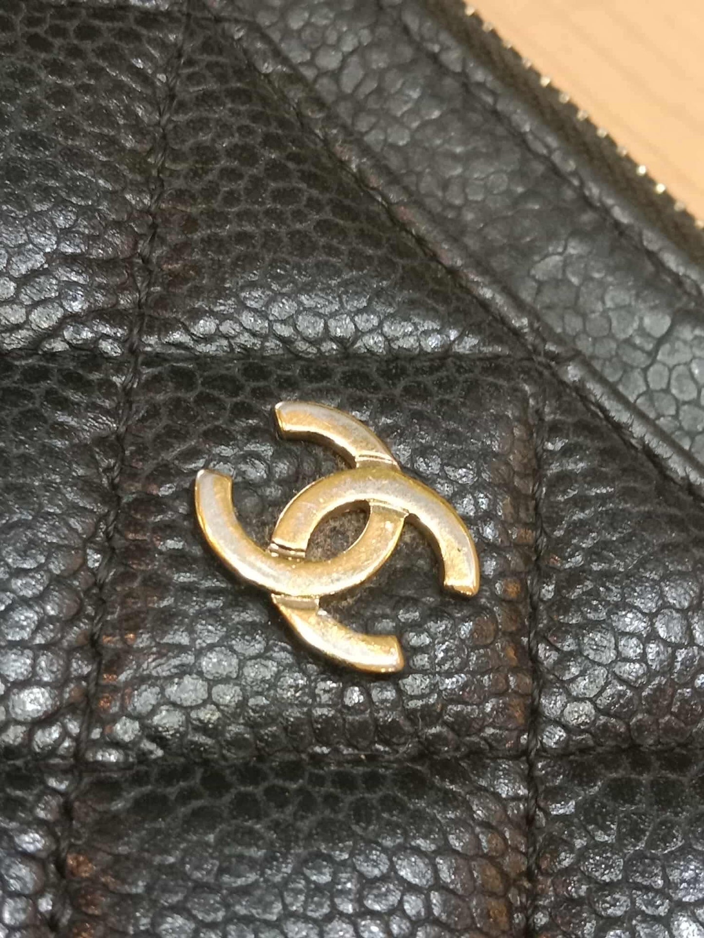 Chanel Black Quilted Caviar Leather Zip Pouch Series 25