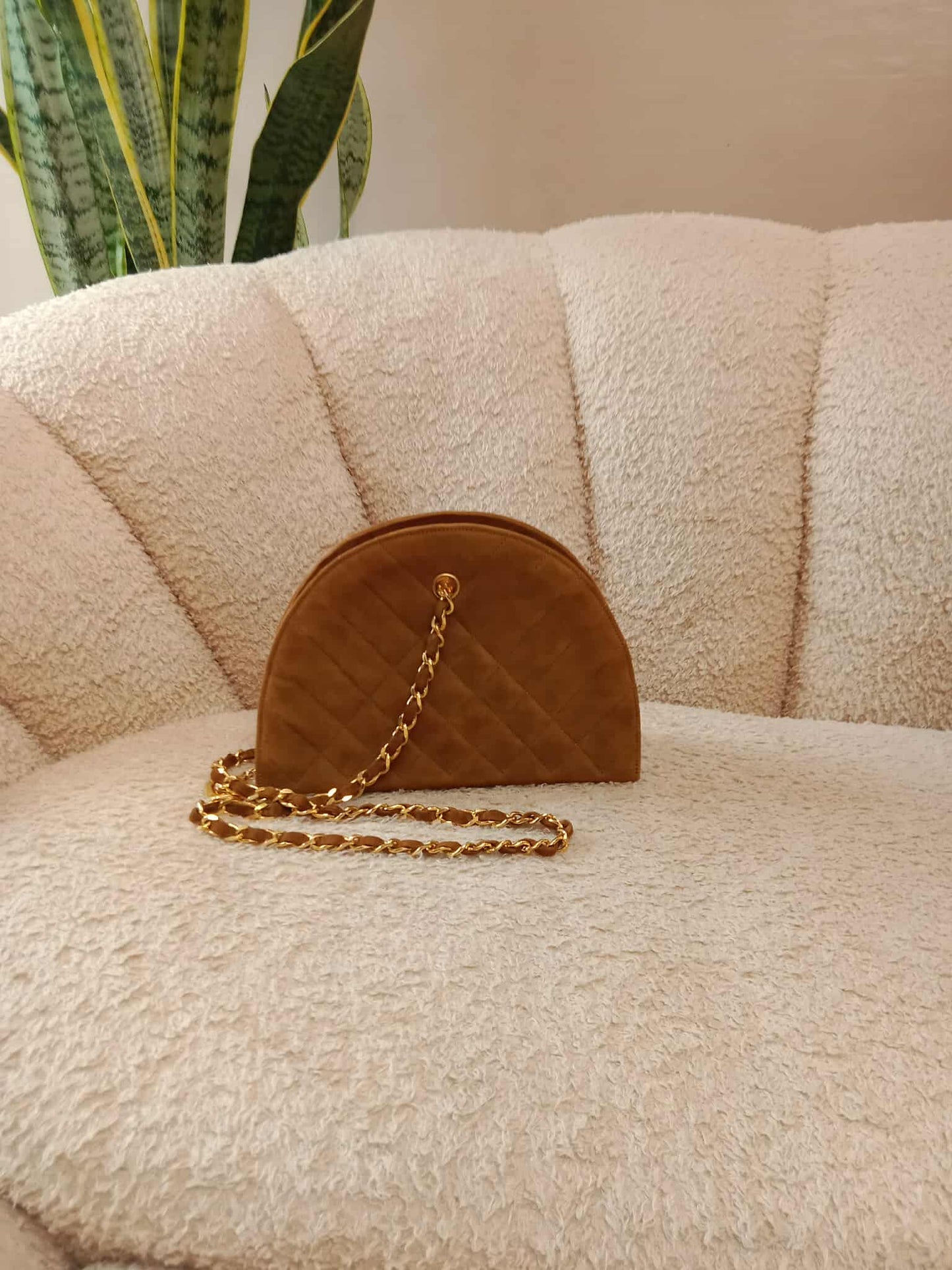 Chanel Vintage Suede Moon Bag Series 1