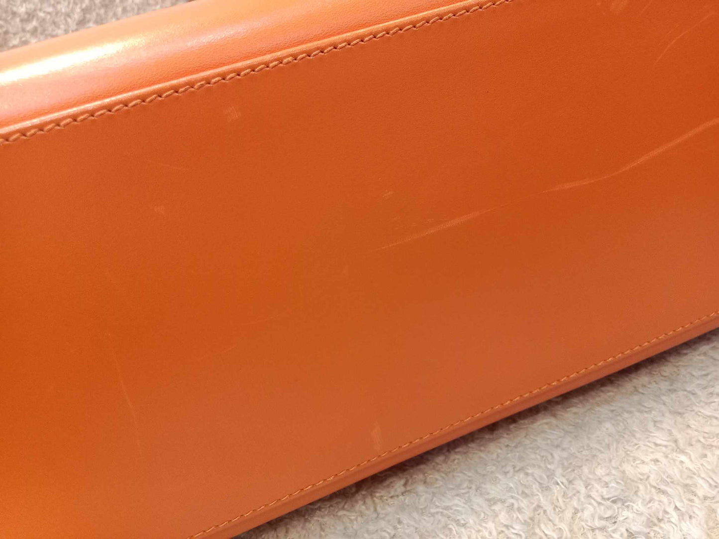 Hermes Kelly 28 Boxcalf Poppy Orange Stamp F Square