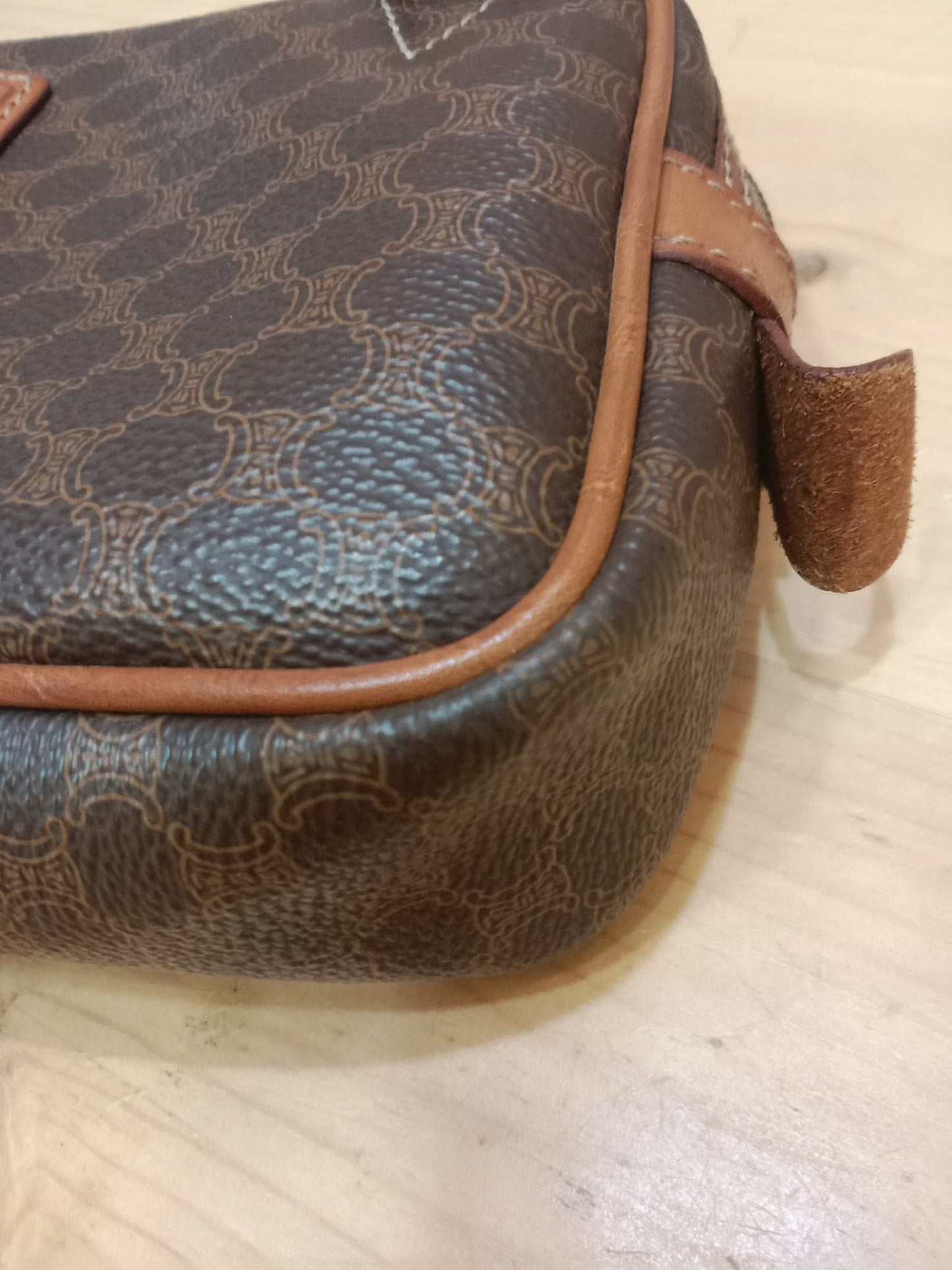 Celine Macadam Coated Canvas Camera Bag Brown