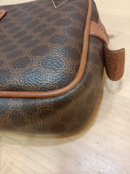 Celine Macadam Coated Canvas Camera Bag Brown