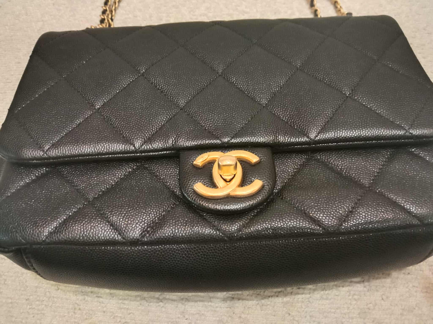 Chanel Seasonal Flap Caviar Black Microchipped