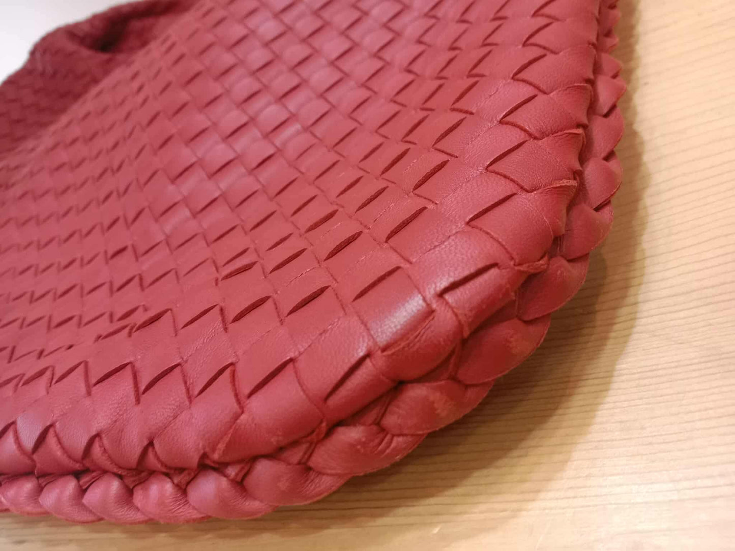 Bottega Veneta Intrecciato Hobo Bag Red