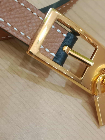 Hermes Lucky 15 Reversible Belt Swift/Epsom Gold/Noir Stamp Z 2021