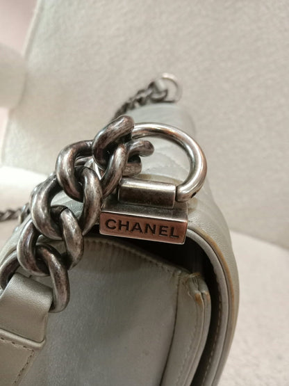 Chanel Le Boy Lambskin Old Medium Gray Series 20