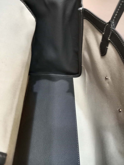 Goyard Saigon Tote Bag Goyardine Canvas with Structured Leather Trim Gris MM