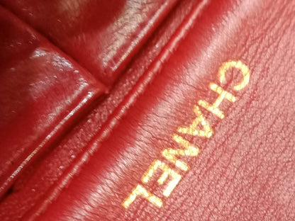 Chanel Red Matelasse Lambskin Chain Flap Shoulder Bag Series 1