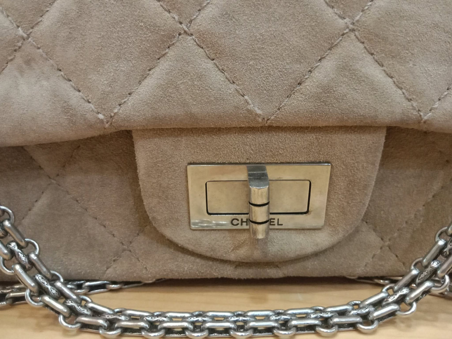 Chanel 2.55 Reissue Flap Bag Beige Suede Series 10