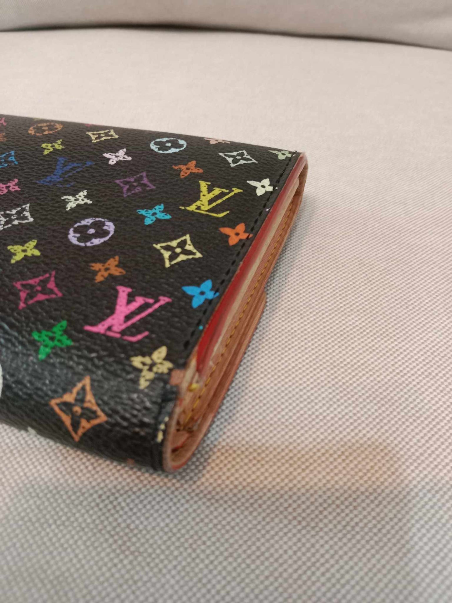 Louis Vuitton Multicolor Black Long Button Wallet