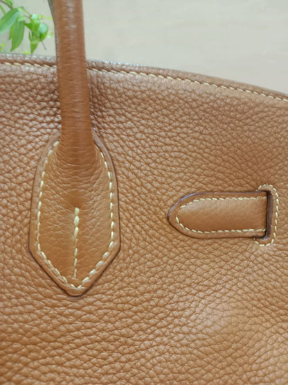 Hermes Birkin 30 Gold on Gold Clemence Stamp E Square 2001
