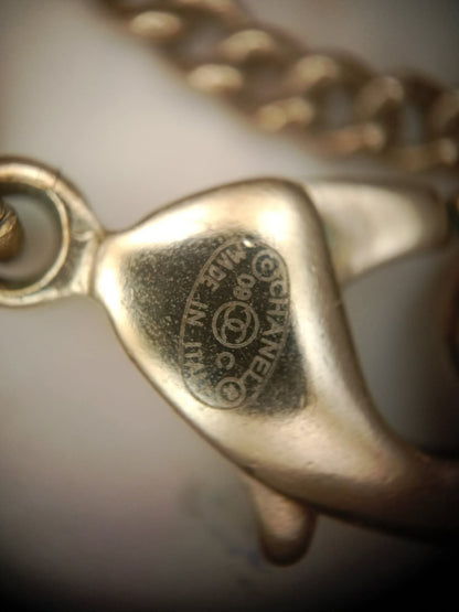 Chanel Crystal CC Pendant Crystal Necklace Silver