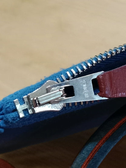 Hermes Herbag Zip 31 Bicolor Blue/Red Canvas & Leather Stamp X 2016