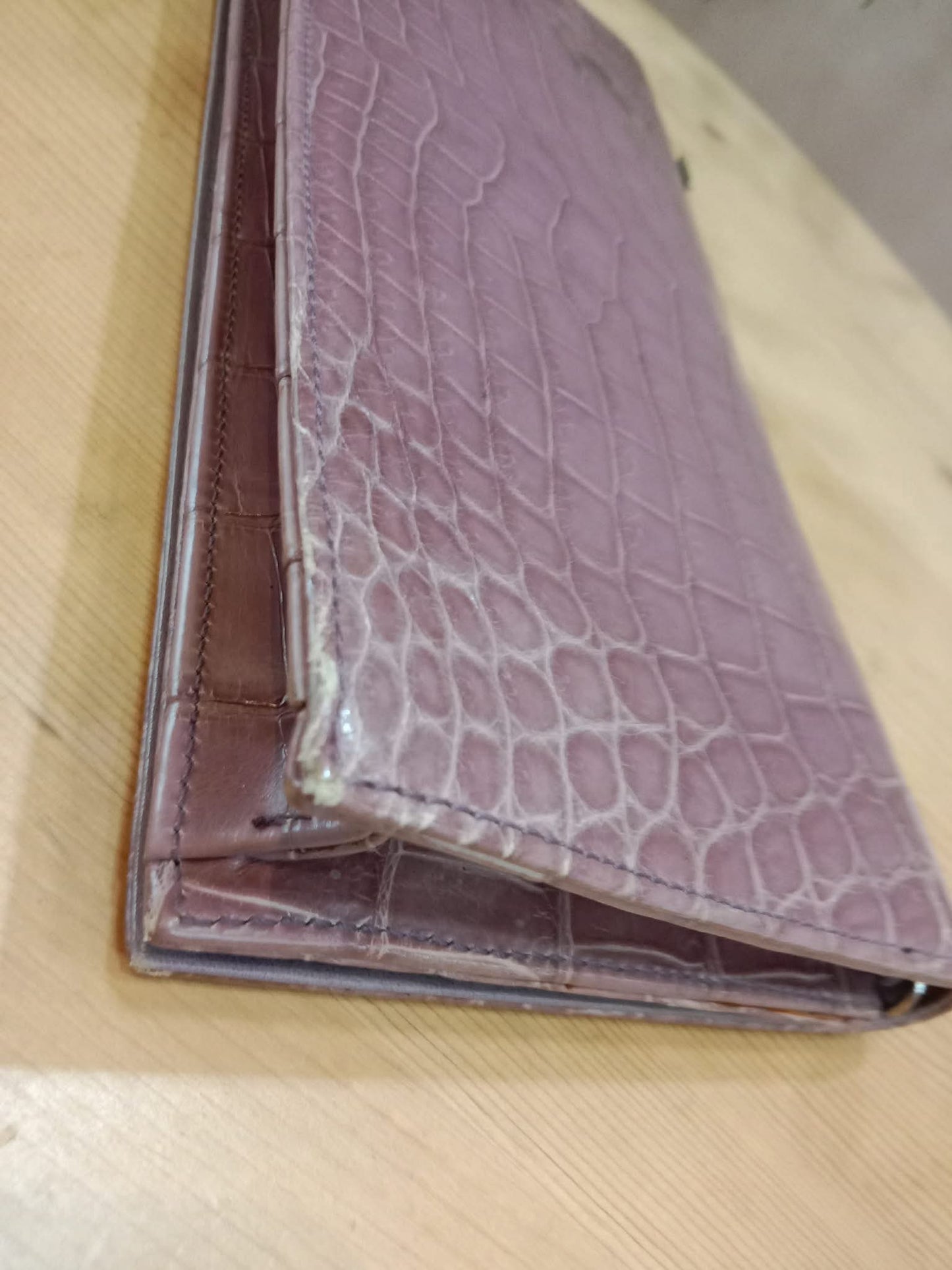 Dior Crocodile Embossed Mauve Clutch