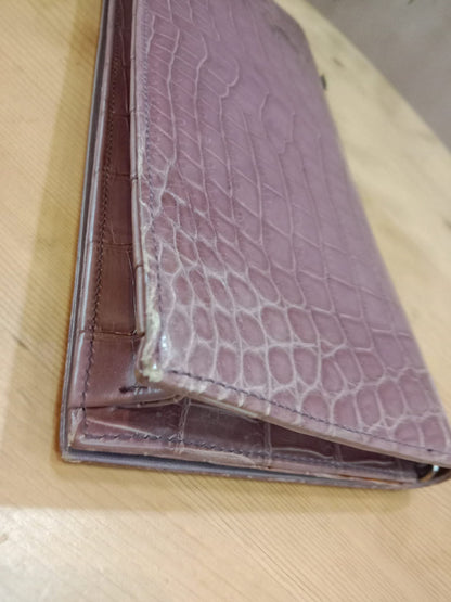 Dior Crocodile Embossed Mauve Clutch
