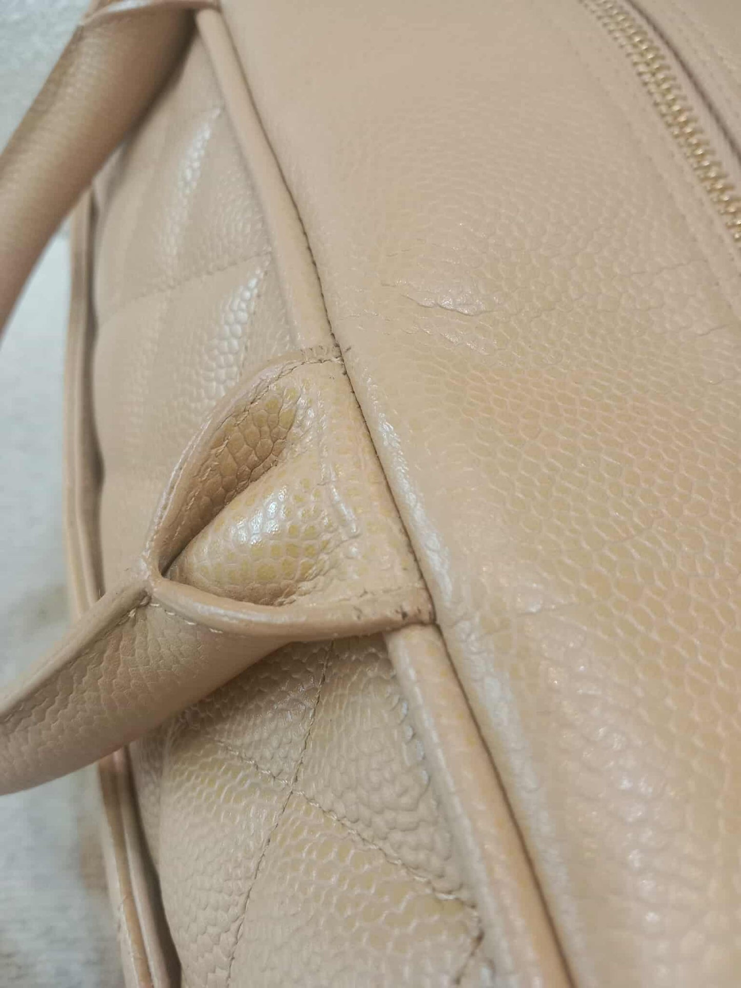 Chanel Bowling Bag Beige Caviar Series 9