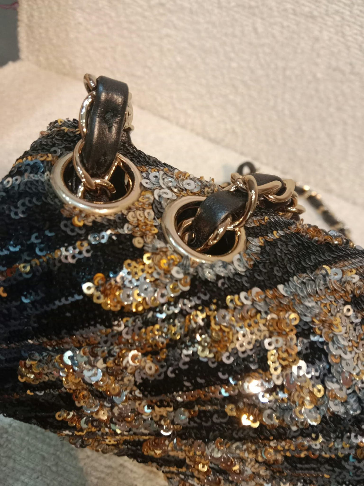 Chanel Mini Rectangular Gold/Black Sequin Limited Edition Microchipped