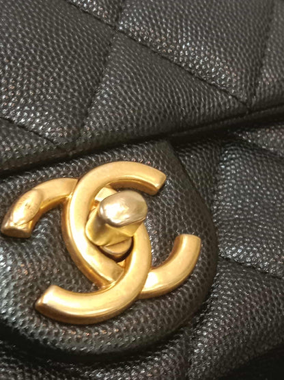 Chanel Seasonal Flap Caviar Black Microchipped