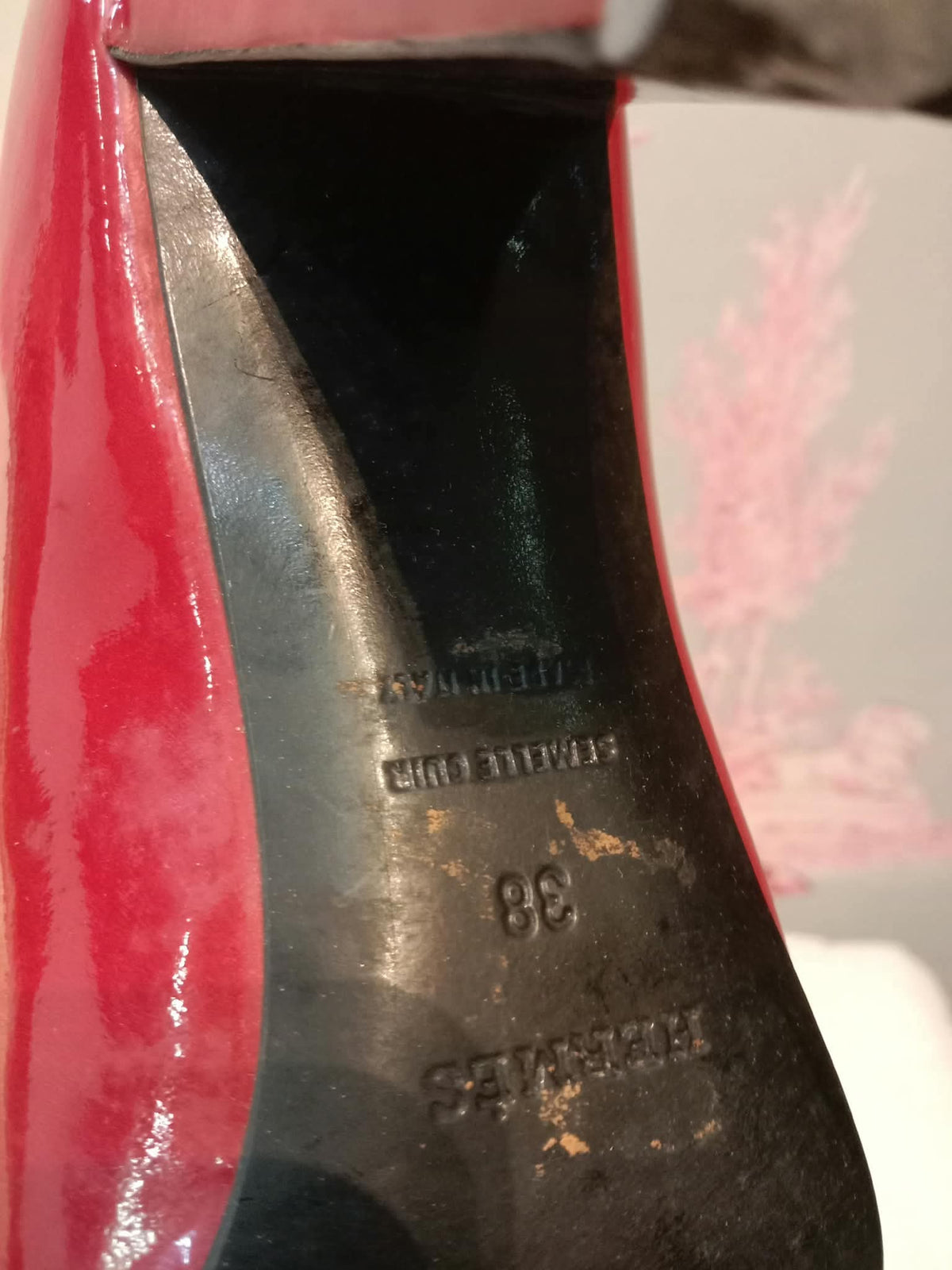 Hermes Heels Sandals Red Patent Size 38