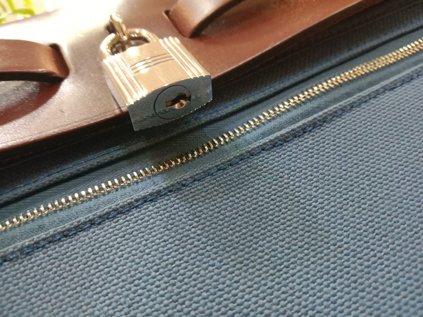 Hermes Herbag Zip 31 Bicolor Blue/Red Canvas & Leather Stamp X 2016