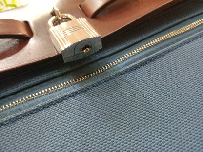Hermes Herbag Zip 31 Bicolor Blue/Red Canvas & Leather Stamp X 2016