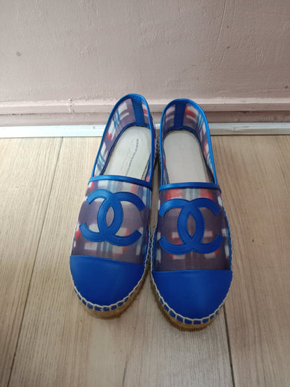Chanel CC Espadrille Flats Blue Size 37