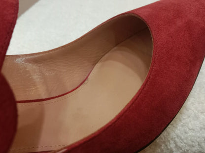 Aquazzura Blossom Suede Pointed Toe Mules Red Size 35.5