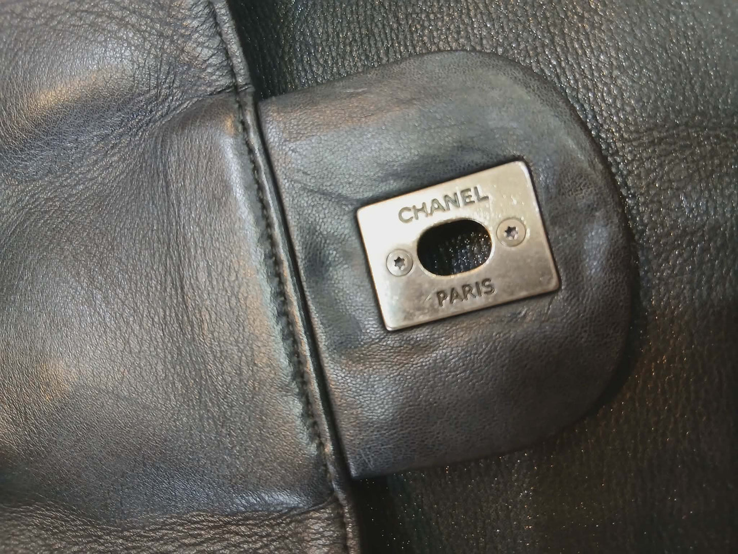 Chanel Square Double Flap Lambskin Dark Gray Series 15