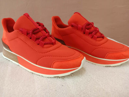Hermes Miles Neoprene/Suede Sneakers Red Size 38