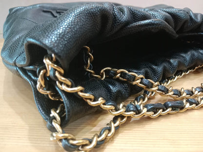 Chanel 22 Shiny Caviar Black Monochrome Mini Microchipped
