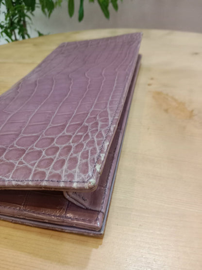 Dior Crocodile Embossed Mauve Clutch