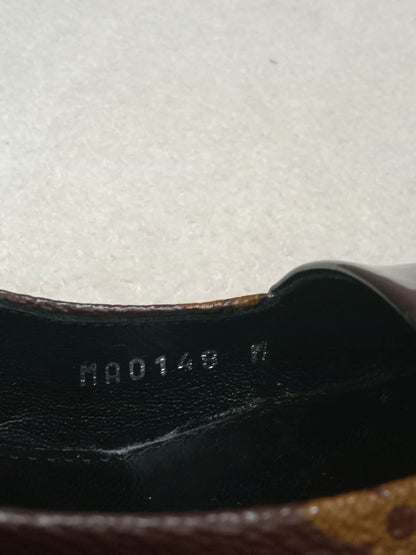 Louis Vuitton Archlight Slingback Pumps Toe Cap Patent Black Monogram Canvas Size 35.5