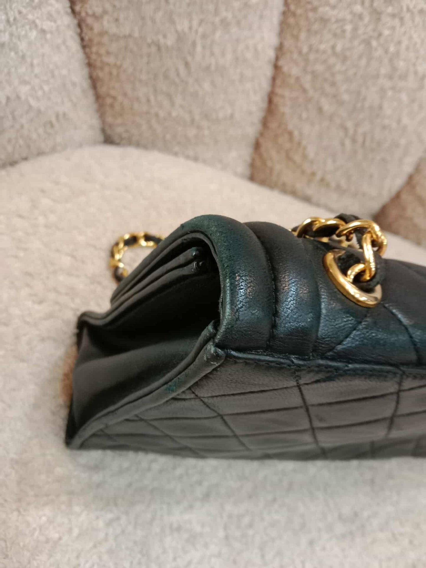 Chanel Vintage Chain Tassel Flap Bag Black Lambskin Series 0