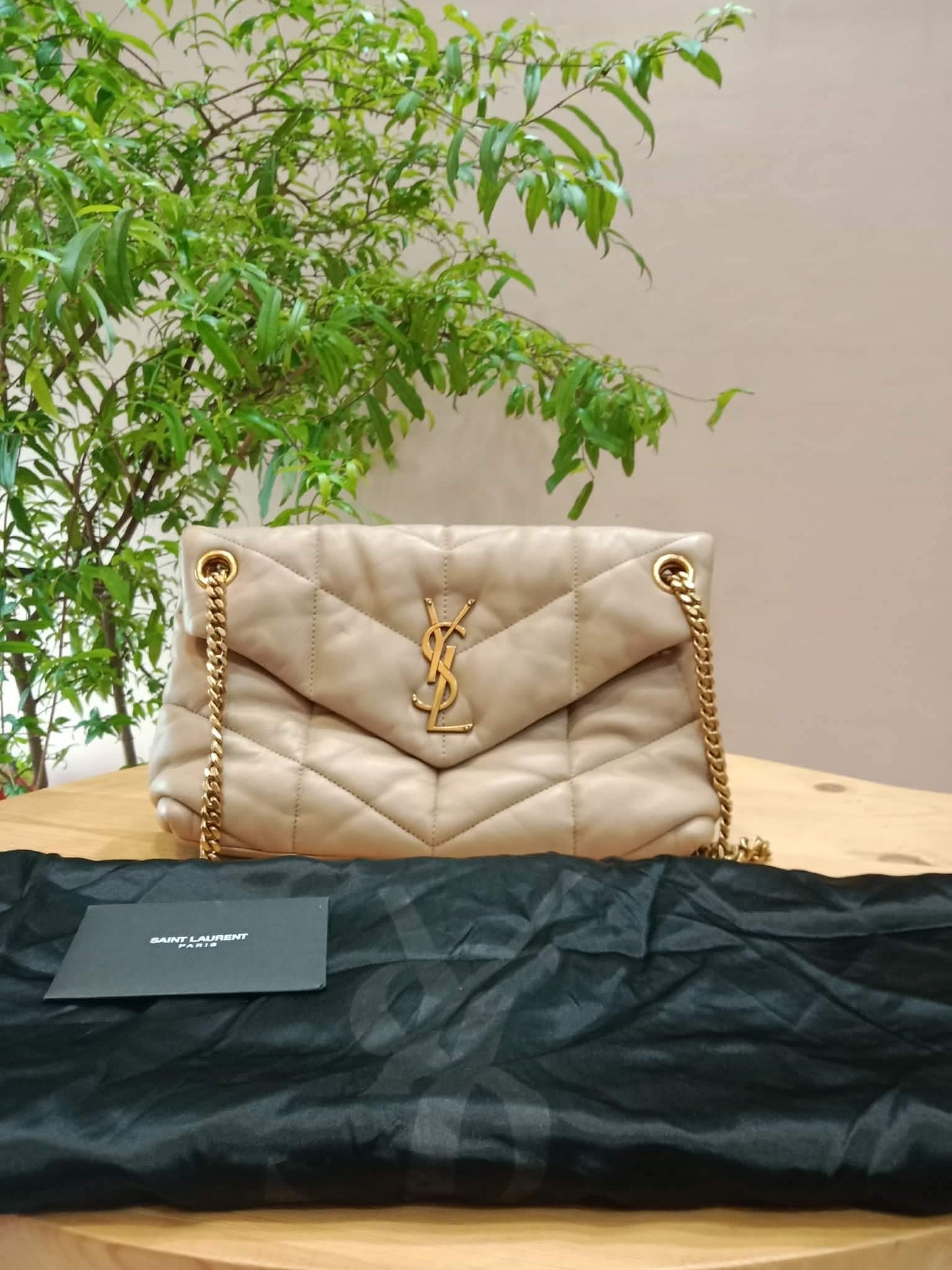Saint Laurent Quilted Lambskin Lou Puffer Shoulder Bag
