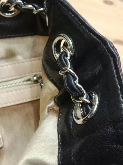 Chanel Drawstring Lambskin Black Tote Bag Series 8