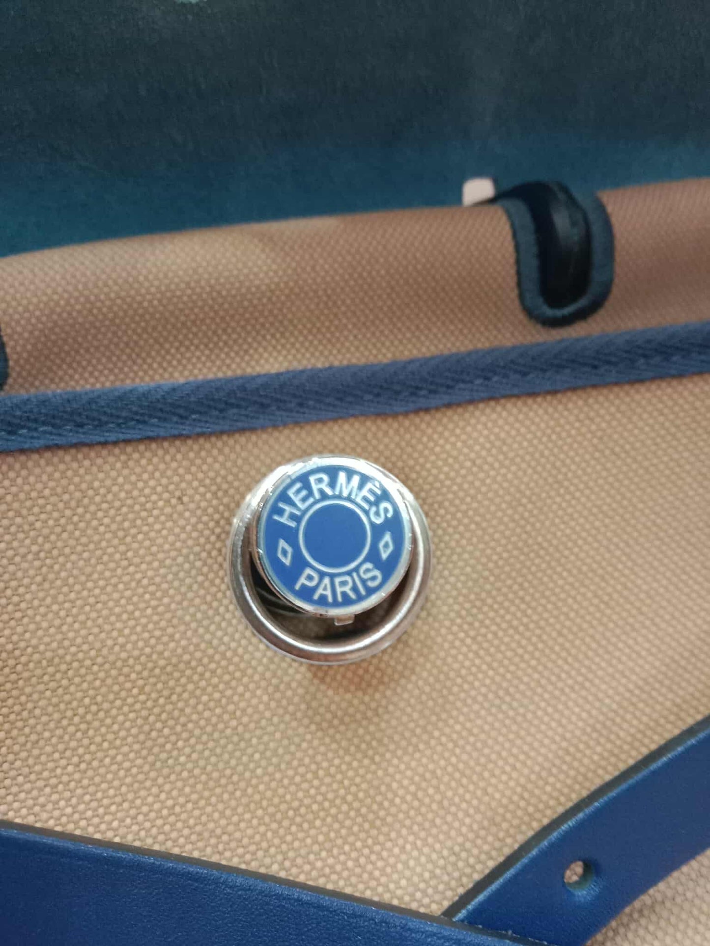Hermes Herbag Ado Zip Backpack Canvas Bicolor Tan/Blue Stamp U 2022