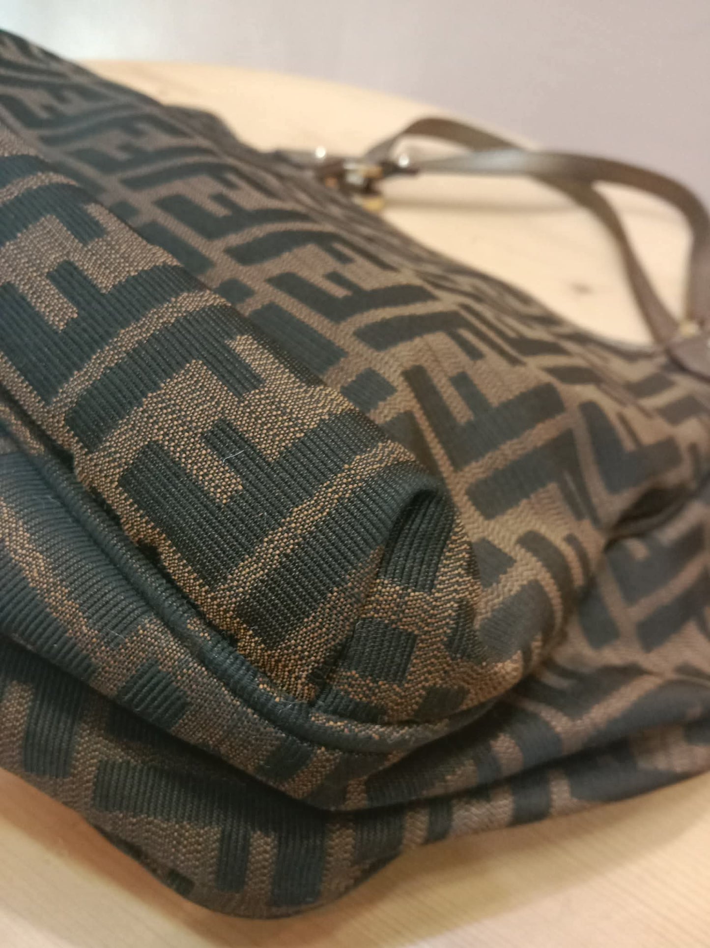 Fendi Zucca Canvas Trim Chef Shopper Tote Bag Brown