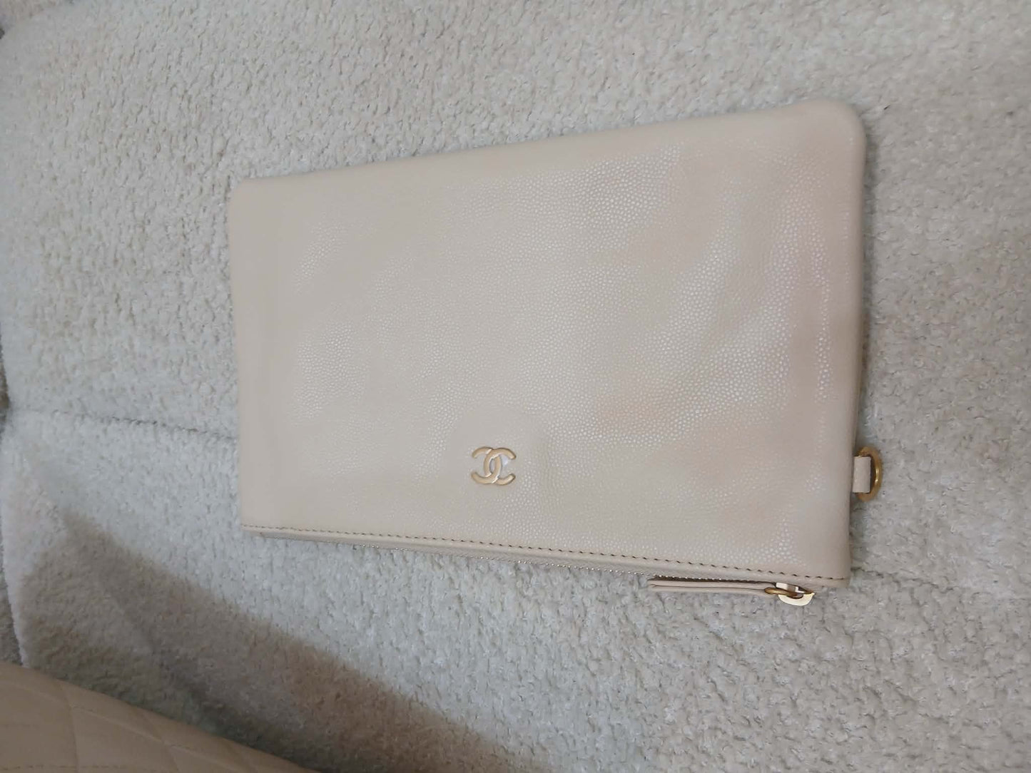 Chanel 25 Beige Caviar Medium Microchipped