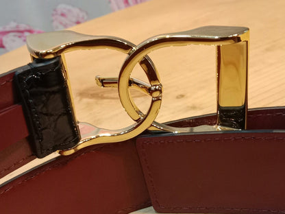 Chanel Crocodile Embossed Calfskin & Metal Belt Black Brandnew